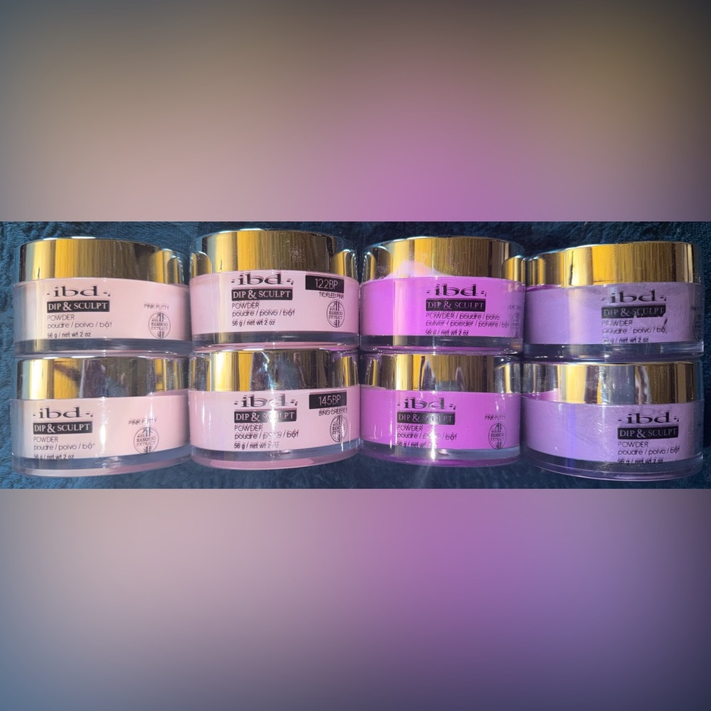 8 IBD Dip and Sculpt powders in 2oz jars-4 different colors Retails $105